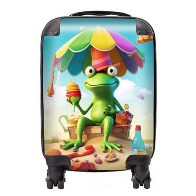 Warren Reed Designer Frog On A Beach Holiday SuitcaseSmall from B&Q