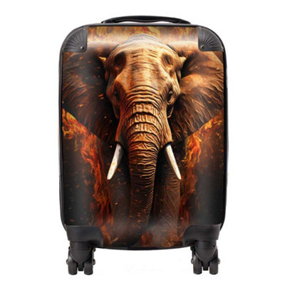 Warren Reed Designer Splashart Elephant And Fire SuitcaseSmall from B&Q