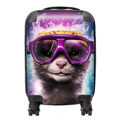 Warren Reed Designer Splashart Ferret Purple SuitcaseSmall from B&Q