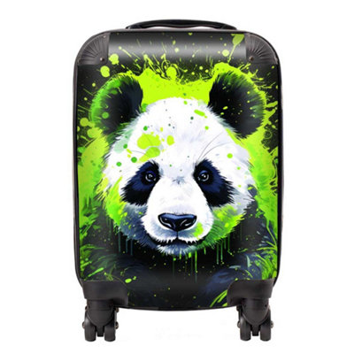 Warren Reed Designer Green Splashart Panda Face SuitcaseSmall from B&Q