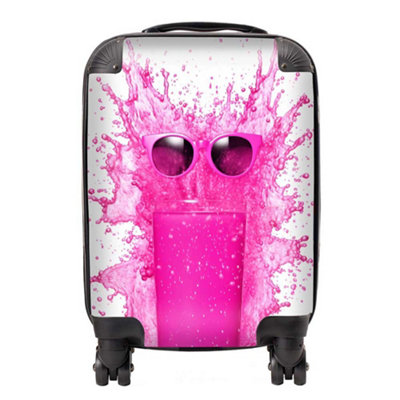 Warren Reed Designer Pink Splashart Glass SuitcaseSmall from B&Q