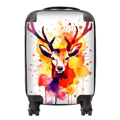 Warren Reed Designer Watercolour Stag Face SuitcaseSmall from B&Q