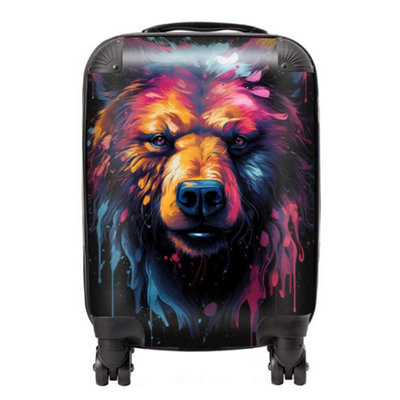 Warren Reed Designer Splashart Bear Face SuitcaseSmall from B&Q