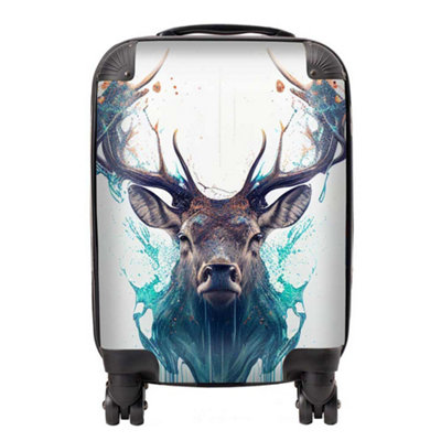 Warren Reed Designer Stag Face Splashart SuitcaseSmall from B&Q