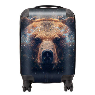 Warren Reed Designer Brown Bear Face Splashart SuitcaseSmall from B&Q