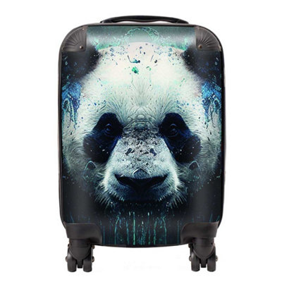 Warren Reed Designer Panda Face Splashart Dark Background SuitcaseSmall from B&Q