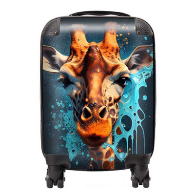Warren Reed Designer Blue Giraffe Face Splashart SuitcaseSmall from B&Q