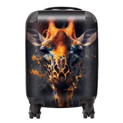 Warren Reed Designer Golden Giraffe Face Splashart SuitcaseSmall from B&Q