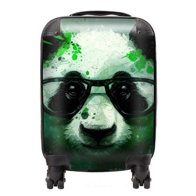 Warren Reed Designer Panda With GlassesGreen Splashart SuitcaseSmall from B&Q
