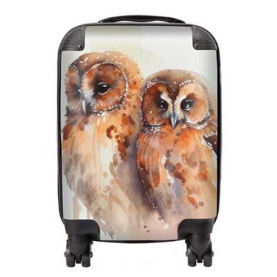 Warren Reed Designer Loving Tawny Owls Watercolour SuitcaseSmall from B&Q