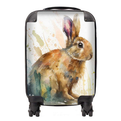 Warren Reed Designer Rabbit Splash Watercolour SuitcaseSmall from B&Q