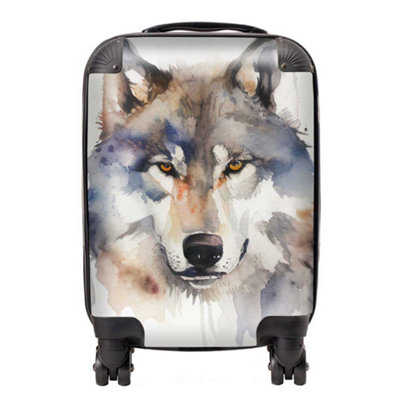 Warren Reed Designer Wolf Watercolour SuitcaseSmall from B&Q