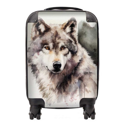 Warren Reed Designer Loyal Wolf Watercolour SuitcaseSmall from B&Q