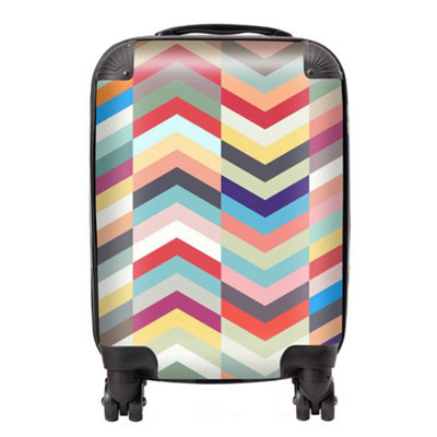 Warren Reed Designer Geometric Multi Colored Chevron Pattern SuitcaseSmall from B&Q