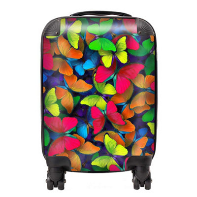 Warren Reed Designer Rainbow Butterflies SuitcaseSmall from B&Q