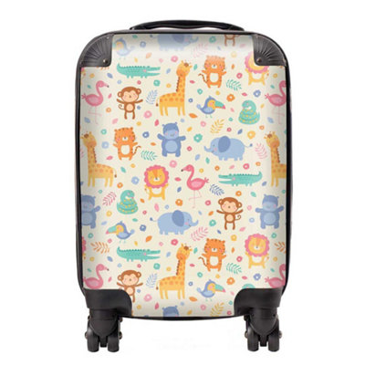 Warren Reed Designer Cute Pastel Jungle Animals SuitcaseSmall from B&Q