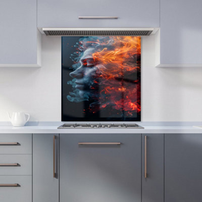 Warren Reed Designer Fiery Mindscape: Portrait In Flames Kitchen Splashback from B&Q