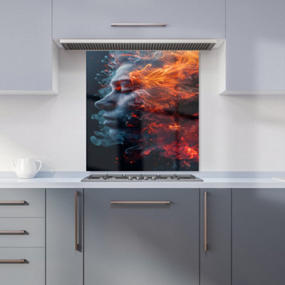 Warren Reed Designer Fiery Mindscape: Portrait In Flames Kitchen Splashback from B&Q