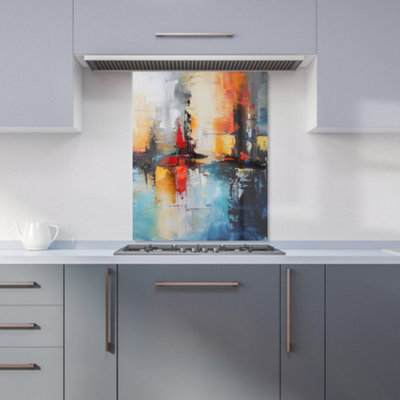 Warren Reed Designer Reflective Splendour: City In Abstract Kitchen Splashback from B&Q