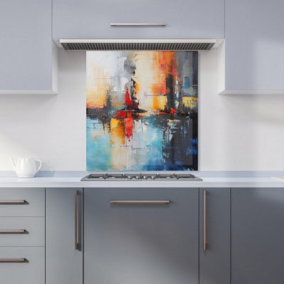 Warren Reed Designer Reflective Splendour: City In Abstract Kitchen Splashback from B&Q