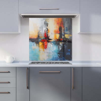 Warren Reed Designer Reflective Splendour: City In Abstract Kitchen Splashback from B&Q