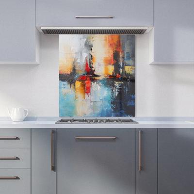 Warren Reed Designer Reflective Splendour: City In Abstract Kitchen Splashback from B&Q