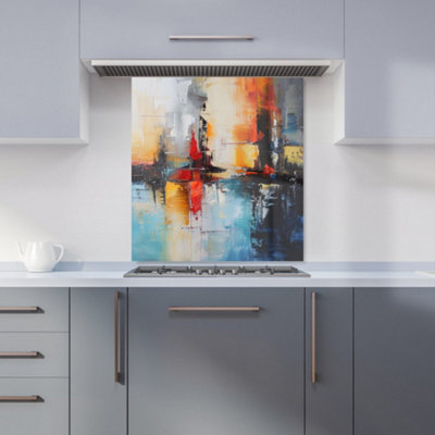 Warren Reed Designer Reflective Splendour: City In Abstract Kitchen Splashback from B&Q