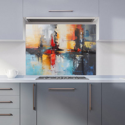Warren Reed Designer Reflective Splendour: City In Abstract Kitchen Splashback from B&Q
