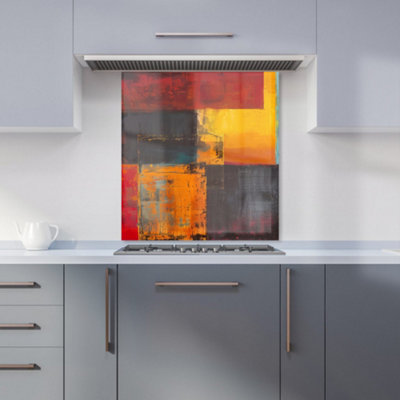 Warren Reed Designer Golden Blocks Of Abstract Kitchen Splashback from B&Q