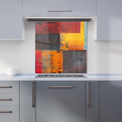 Warren Reed Designer Golden Blocks Of Abstract Kitchen Splashback from B&Q