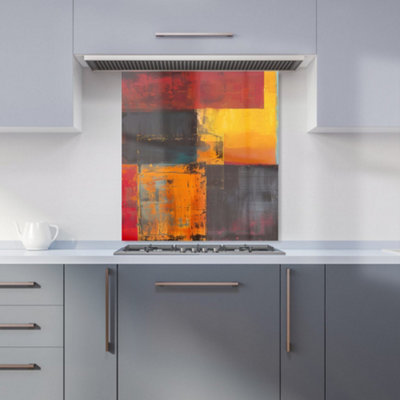 Warren Reed Designer Golden Blocks Of Abstract Kitchen Splashback from B&Q
