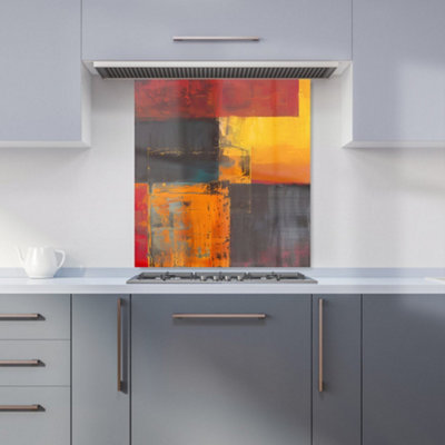 Warren Reed Designer Golden Blocks Of Abstract Kitchen Splashback from B&Q