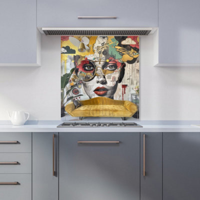 Warren Reed Designer Abstract Face Behind Sofa Kitchen Splashback from B&Q
