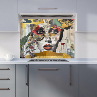 Warren Reed Designer Abstract Face Behind Sofa Kitchen Splashback from B&Q