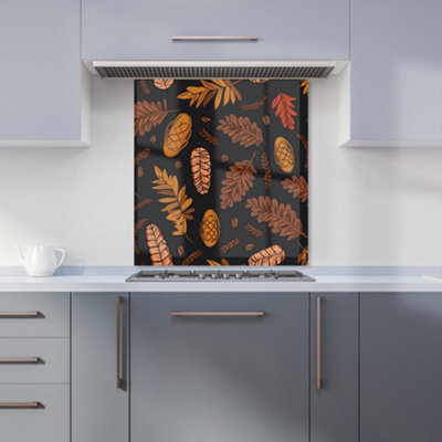 Warren Reed Designer Autumn Leaves And Pinecones Kitchen Splashback from B&Q