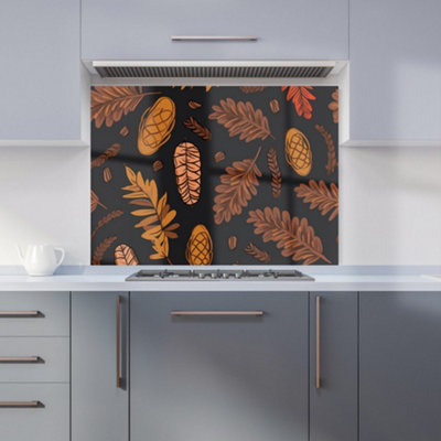 Warren Reed Designer Autumn Leaves And Pinecones Kitchen Splashback from B&Q