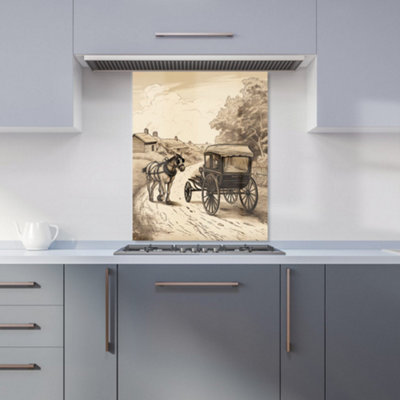 Warren Reed Designer A Horse And His Cart Kitchen Splashback from B&Q