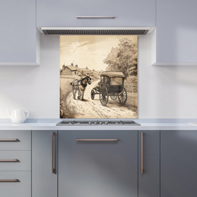 Warren Reed Designer A Horse And His Cart Kitchen Splashback from B&Q