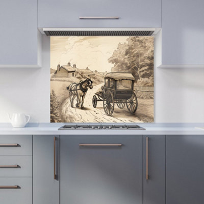 Warren Reed Designer A Horse And His Cart Kitchen Splashback from B&Q
