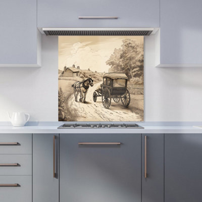 Warren Reed Designer A Horse And His Cart Kitchen Splashback from B&Q