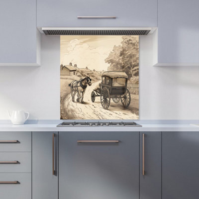 Warren Reed Designer A Horse And His Cart Kitchen Splashback from B&Q