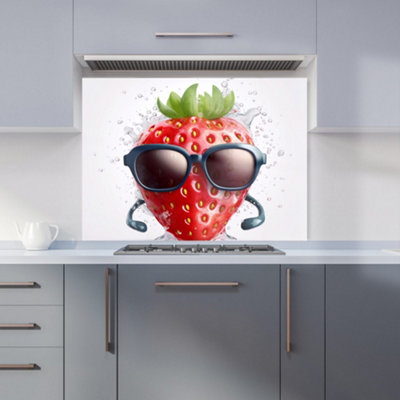 Warren Reed Designer Strawberry In Glasses Kitchen Splashback from B&Q