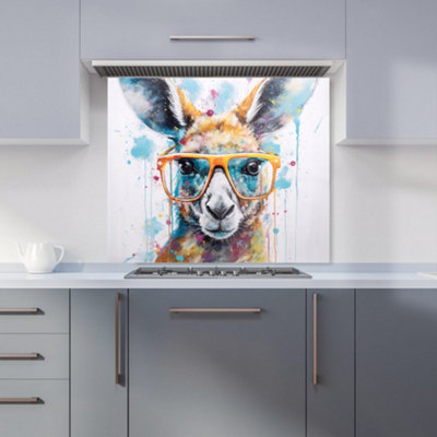 Warren Reed Designer Splashart Kangaroo In Glasses Kitchen Splashback from B&Q