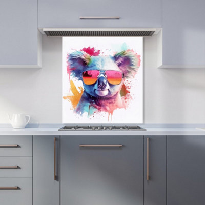 Warren Reed Designer Colourful Splashart Koala In Glasses Kitchen Splashback from B&Q