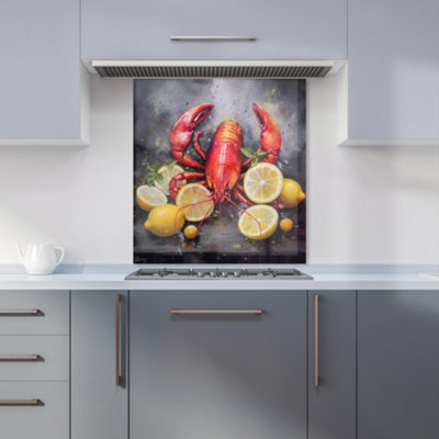 Warren Reed Designer Lobster And Lemons Kitchen Splashback from B&Q