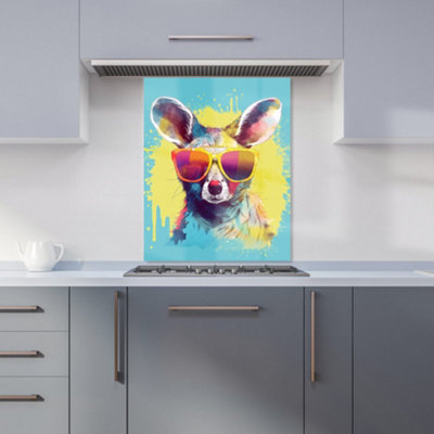 Warren Reed Designer Splashart Wallaby In Glasses Kitchen Splashback from B&Q