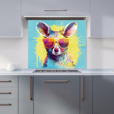 Warren Reed Designer Splashart Wallaby In Glasses Kitchen Splashback from B&Q