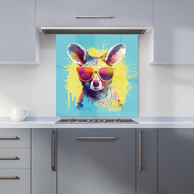 Warren Reed Designer Splashart Wallaby In Glasses Kitchen Splashback from B&Q