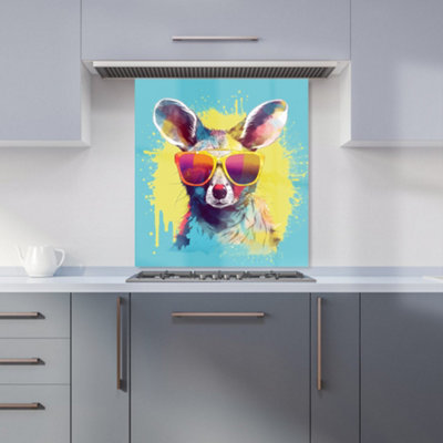 Warren Reed Designer Splashart Wallaby In Glasses Kitchen Splashback from B&Q
