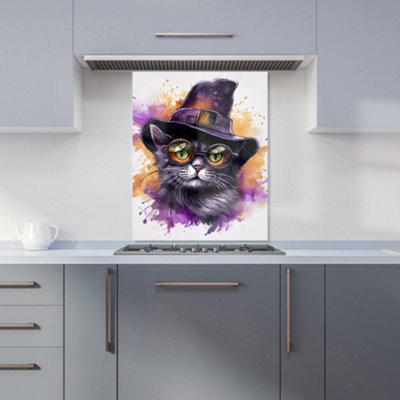 Warren Reed Designer Splashart Longhaired Witches Cat Kitchen Splashback from B&Q